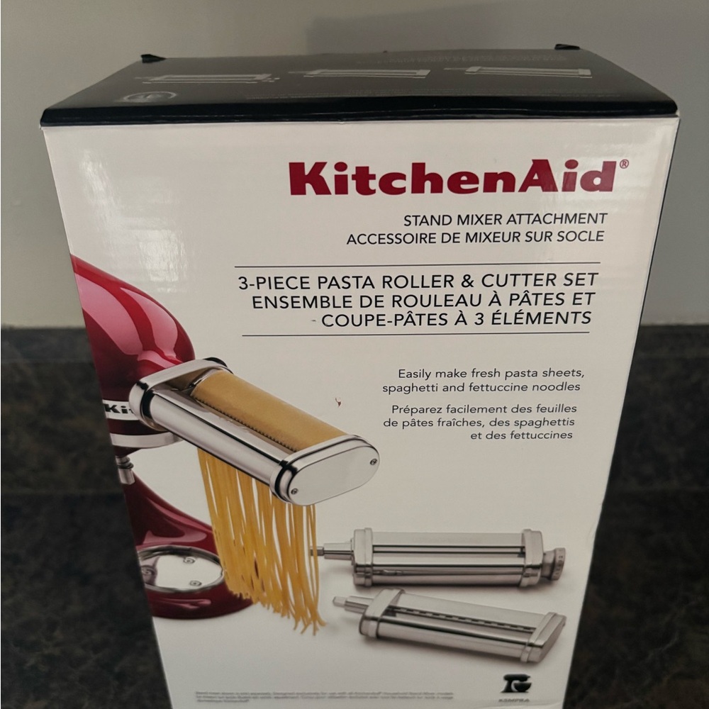 KitchenAid Red and Silver Pasta Roller & Cutter Set
